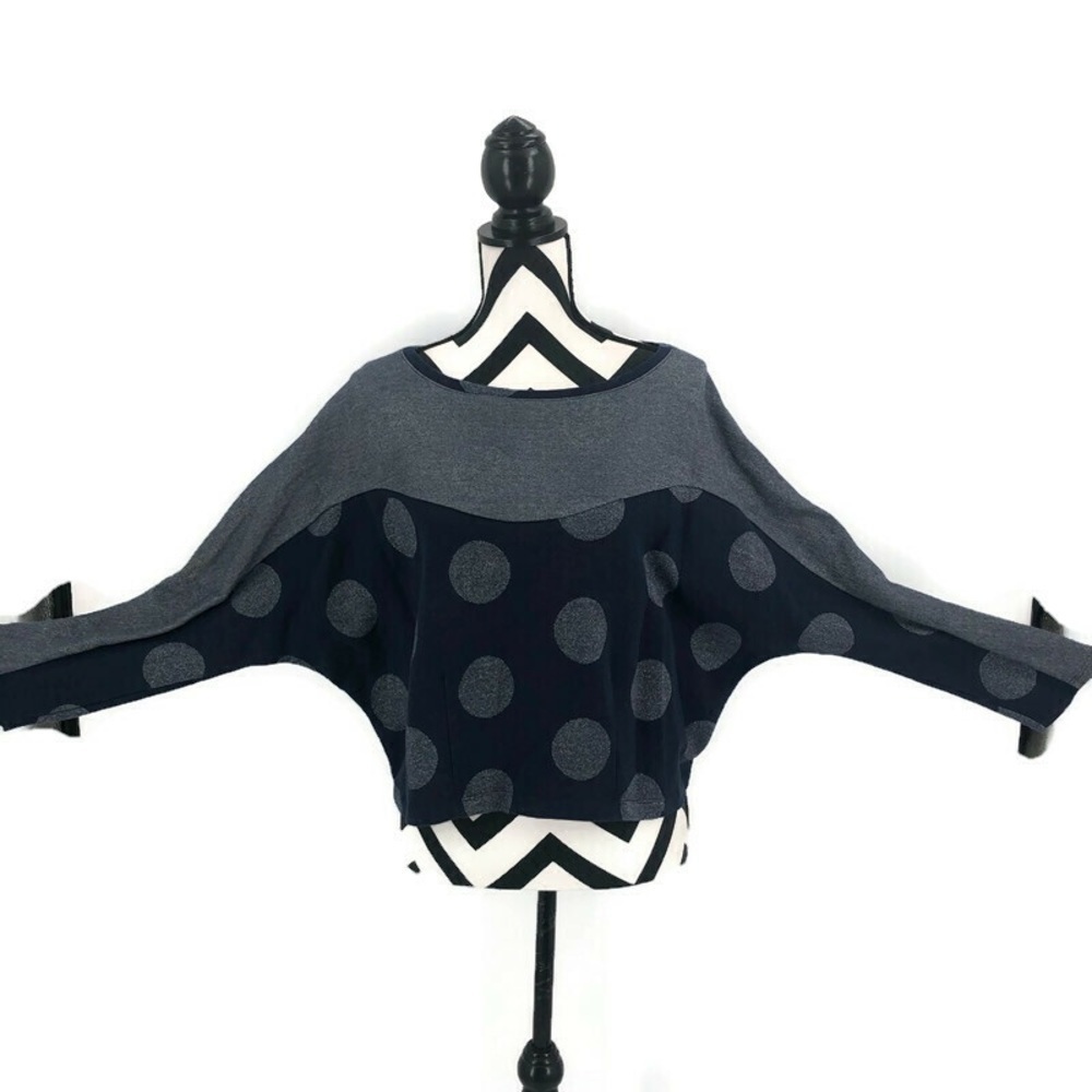 Anthropologie 9 H15 Stcl Navy Metallic Dot Top  XL - Picture 4 of 8